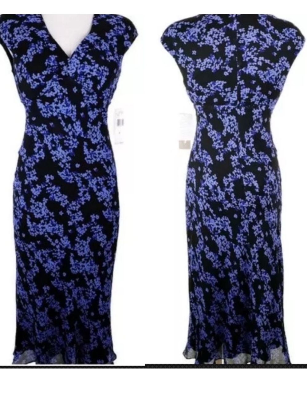 Jones New York Black and Blue Floral Maxi Dress